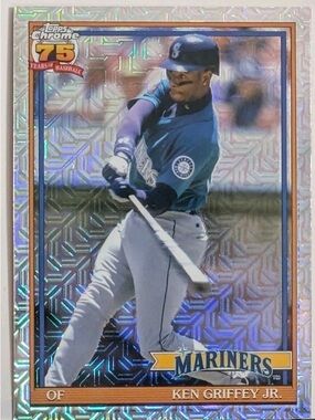 2026 Topps Orange and Blue Legend Ken Griffey Jr. Baseball Card Back Chrome